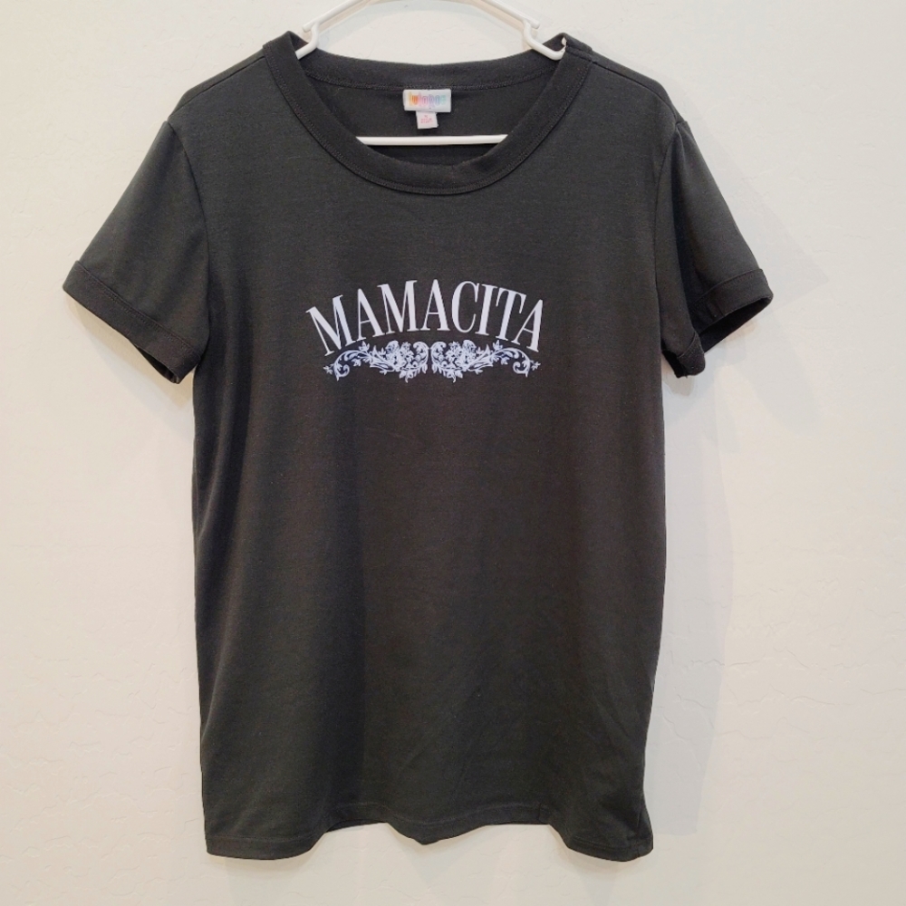💕 LuLaRoe Black Mamacita Short Sleeves Liv T Top Women's Size Small